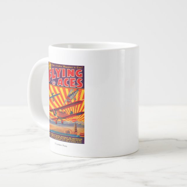 Flying Aces Magazine Cover Large Coffee Mug (Front Left)