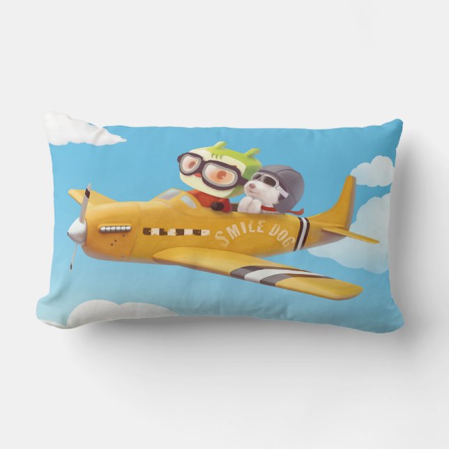 Flying Adventure with Dog Lumbar Cushion (Front)
