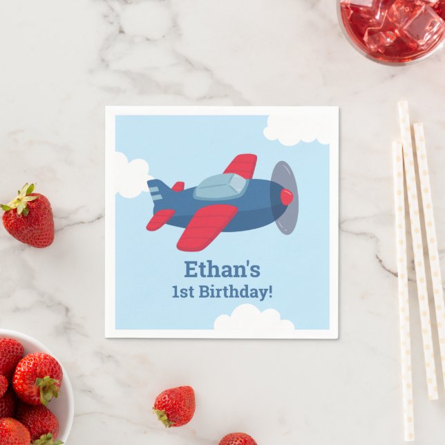 Flying Aeroplane Kids Birthday Party Supplies Napkin (Insitu)