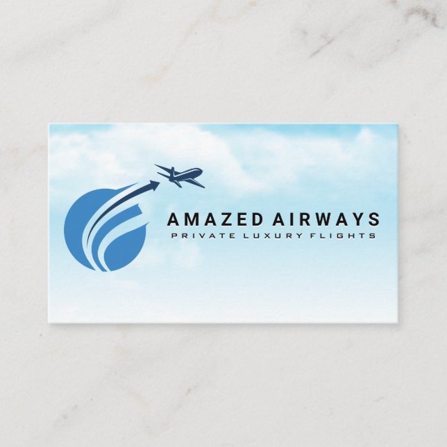 Flying Aeroplane Logo | Sky Business Card (Front)