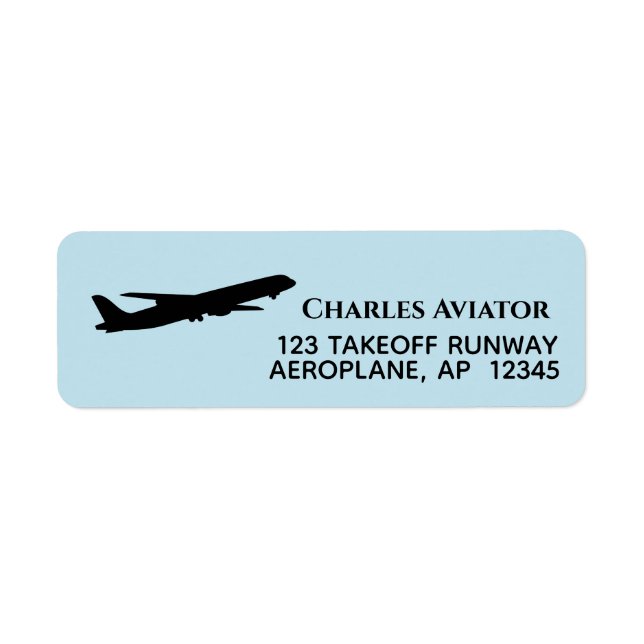 Flying Aeroplane Return Address Label Pilot Aviato (Front)