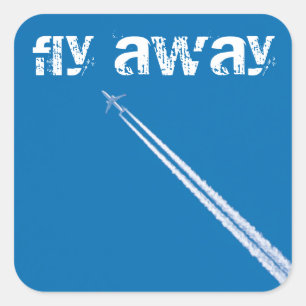 Flying aeroplane square sticker