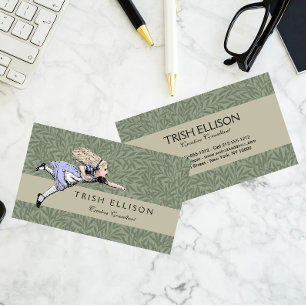 Flying Alice in Wonderland Looking Glass Business Card