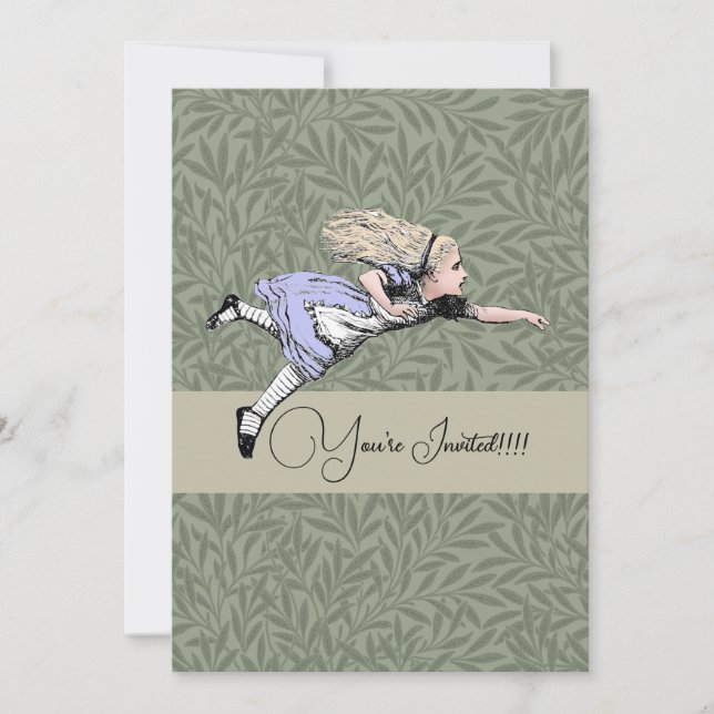 Flying Alice in Wonderland Looking Glass Invitation (Front)