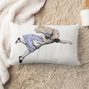 Flying Alice Wonderland Adventure Vintage Tenniel Lumbar Cushion