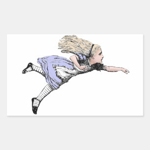 Flying Alice Wonderland Adventure Vintage Tenniel Rectangular Sticker