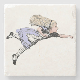 Flying Alice Wonderland Adventure Vintage Tenniel Stone Coaster