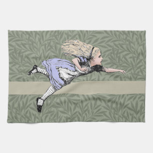 Flying Alice Wonderland Adventure Vintage Tenniel Tea Towel