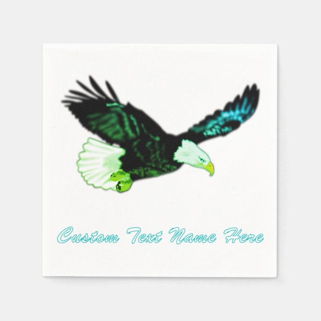 Flying American Bald Eagle Napkins Custom Text (Front)