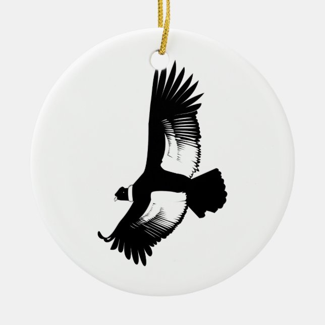 Flying Andean Condor Ceramic Tree Decoration (Front)