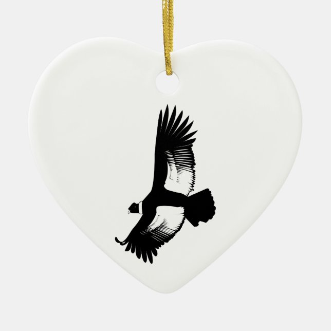 Flying Andean Condor Ceramic Tree Decoration (Front)