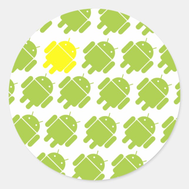 Flying Android Yellow Classic Round Sticker (Front)