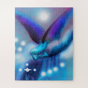 Flying angel at night art jigsaw puzzle