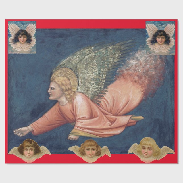 FLYING ANGEL Folded Greeting Card Wrapping Paper (Flat)
