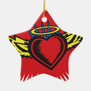 Flying Angel Heart Tattoo Ceramic Tree Decoration