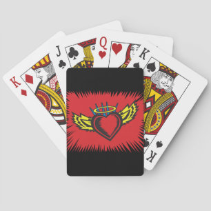 Flying Angel Heart Tattoo Playing Cards