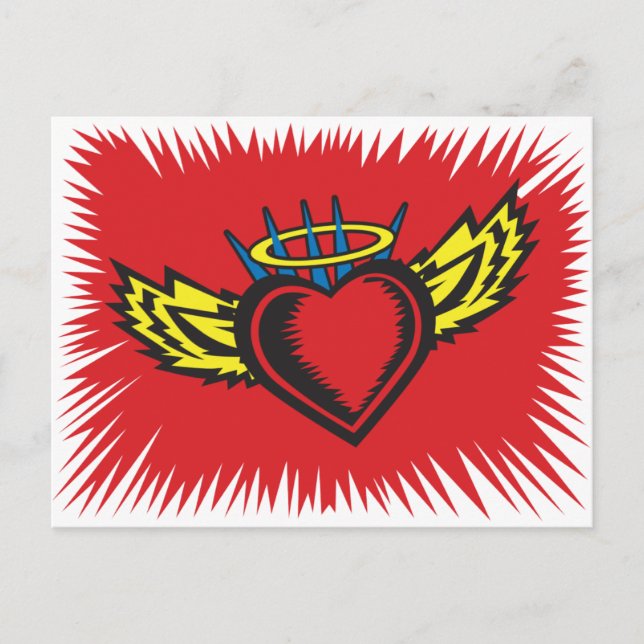 Flying Angel Heart Tattoo Postcard (Front)