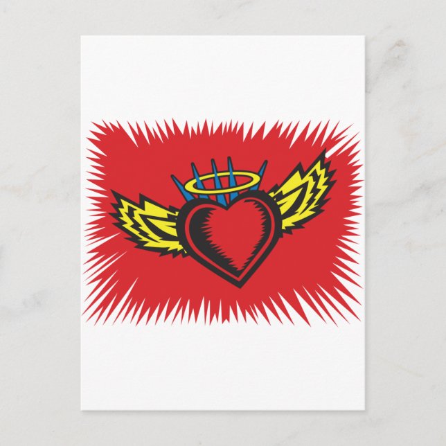 Flying Angel Heart Tattoo Postcard (Front)