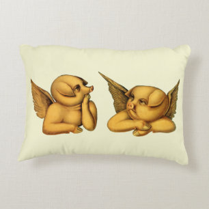 Flying Angel Pigs with wings Fantasy Animals Art  Decorative Cushion