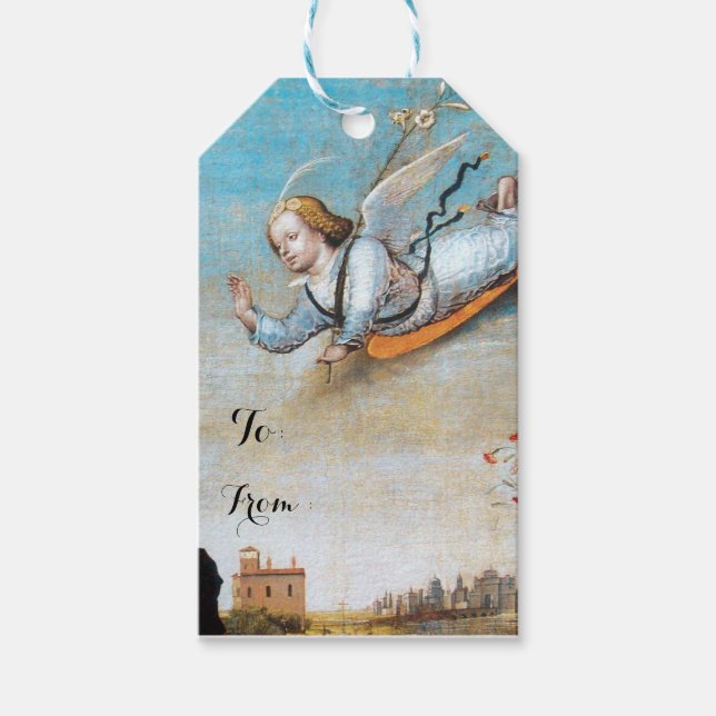 FLYING ANNUNCIATION ANGEL GIFT TAGS (Front)
