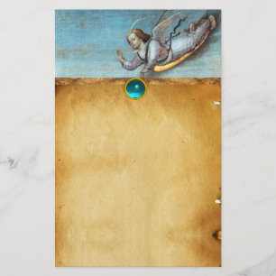 FLYING ANNUNCIATION ANGEL Parchment Blue Sapphire Stationery