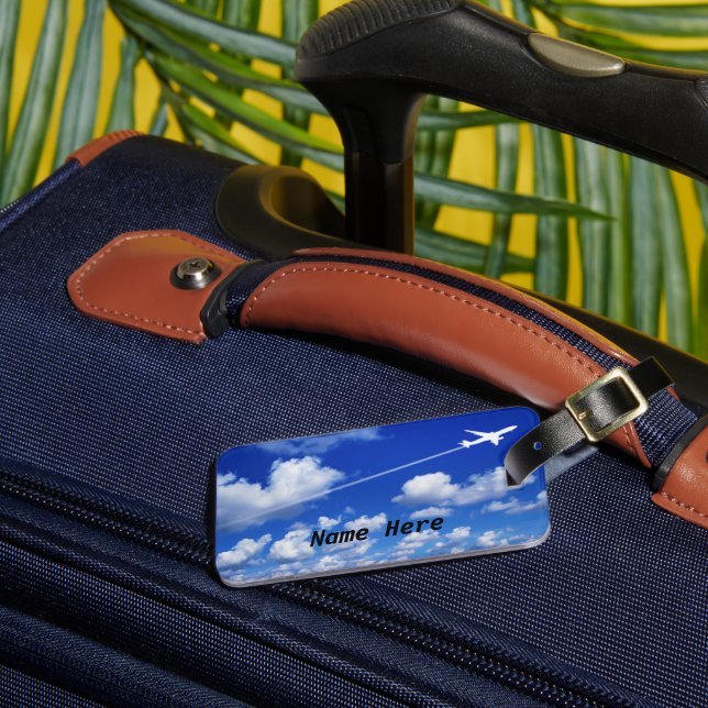 Flying Away/Jet Aeroplane/Personalised Pilot Luggage Tag (Front Insitu 3)