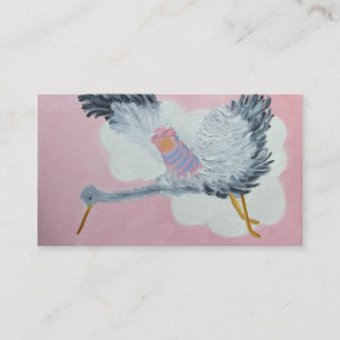 Flying Baby Girl and Stork Business Card