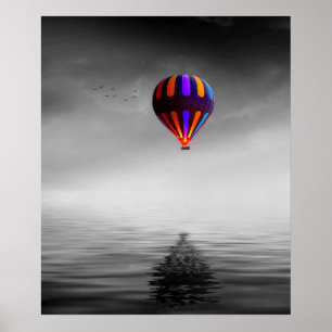 Flying Balloon Selective Minimalist Photography  Poster