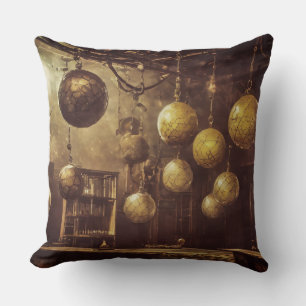 Flying balls, in an steampunk laboratory cushion