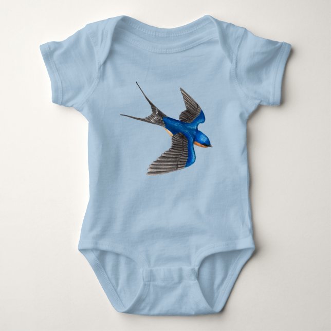Flying Barn Swallow Baby Bodysuit (Front)