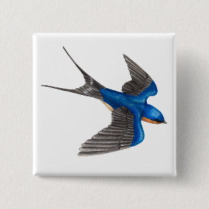 Flying Barn Swallow Button