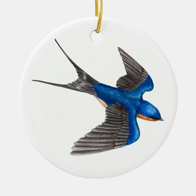 Flying Barn Swallow Ornament (Front)