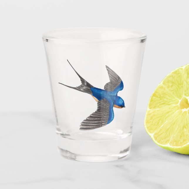 Flying Barn Swallow Shot Glass (Front)