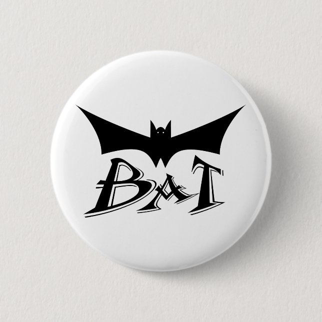 Flying bat 6 cm round badge (Front)