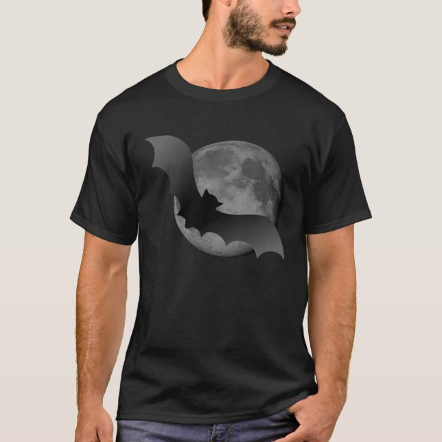 Flying Bat Full Moon ~ Noir T-Shirt (Front)