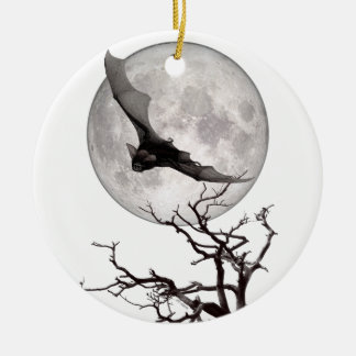 Flying Bat, Full Moon, Traditional Gothic, Vampire Ceramic Tree Decoration