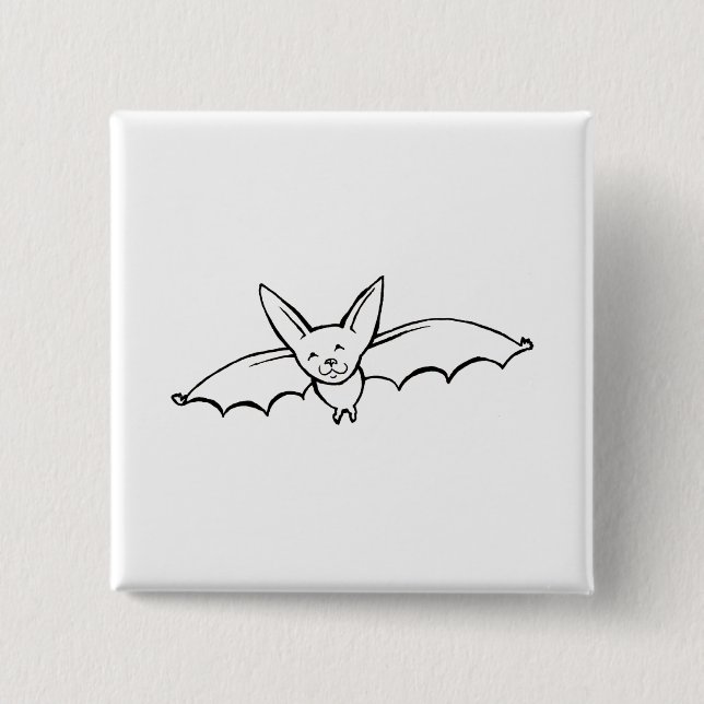 Flying Bat - fun original ink drawing sketch art 15 Cm Square Badge (Front)