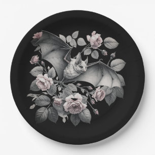 Flying Bat Halloween Paper Plate
