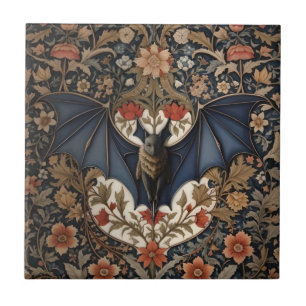 Flying Bat - Modern William Morris Floral  Tile