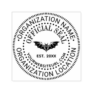 Flying Bat Official Seal Name Loc URL Estd Date Self-inking Stamp