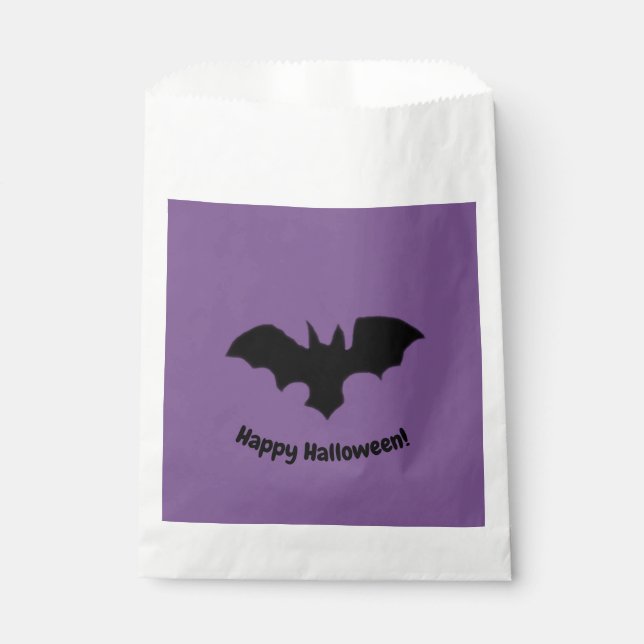 Flying Bat on purple favour bag (Front)