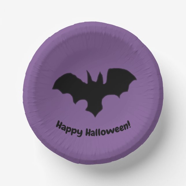 Flying Bat on Purple Paper Plate (Front)