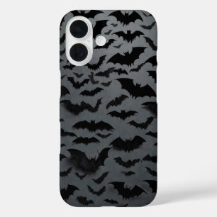 Flying Bat Pattern Halloween iPhone 16 Case