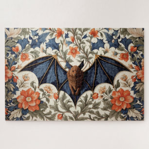 Flying Bat William Morris Inspired Floral Jigsaw Puzzle