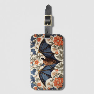 Flying Bat William Morris Inspired Floral Luggage Tag