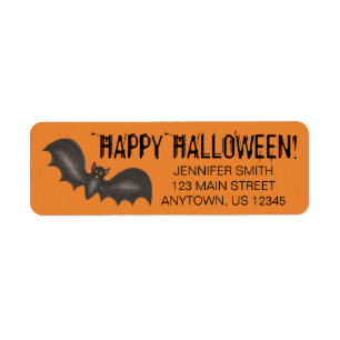 Flying Bats Black Orange Happy Halloween Custom