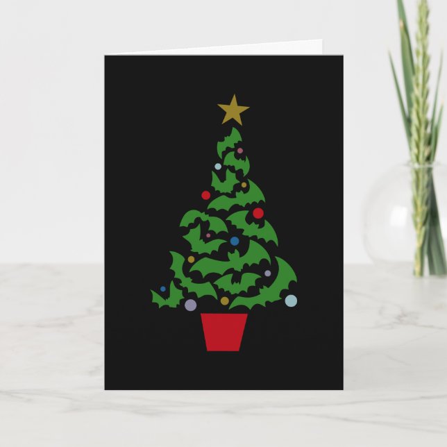 Flying Bats Christmas Tree Card (Front)