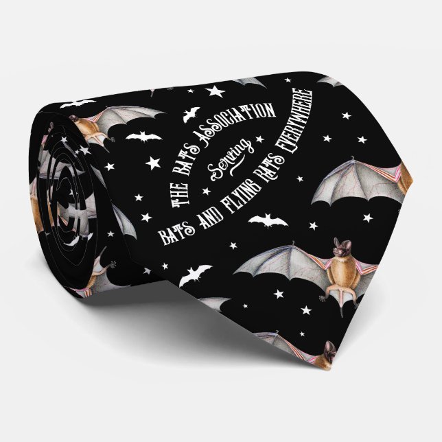 Flying Bats Halloween Gothic Alternative Vampire Tie (Rolled)