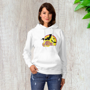 Flying Bats Halloween Night Full Moon Swirls Hoodie