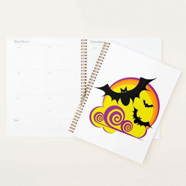 Flying Bats Halloween Night Full Moon Swirls Planner (Creator Uploaded)